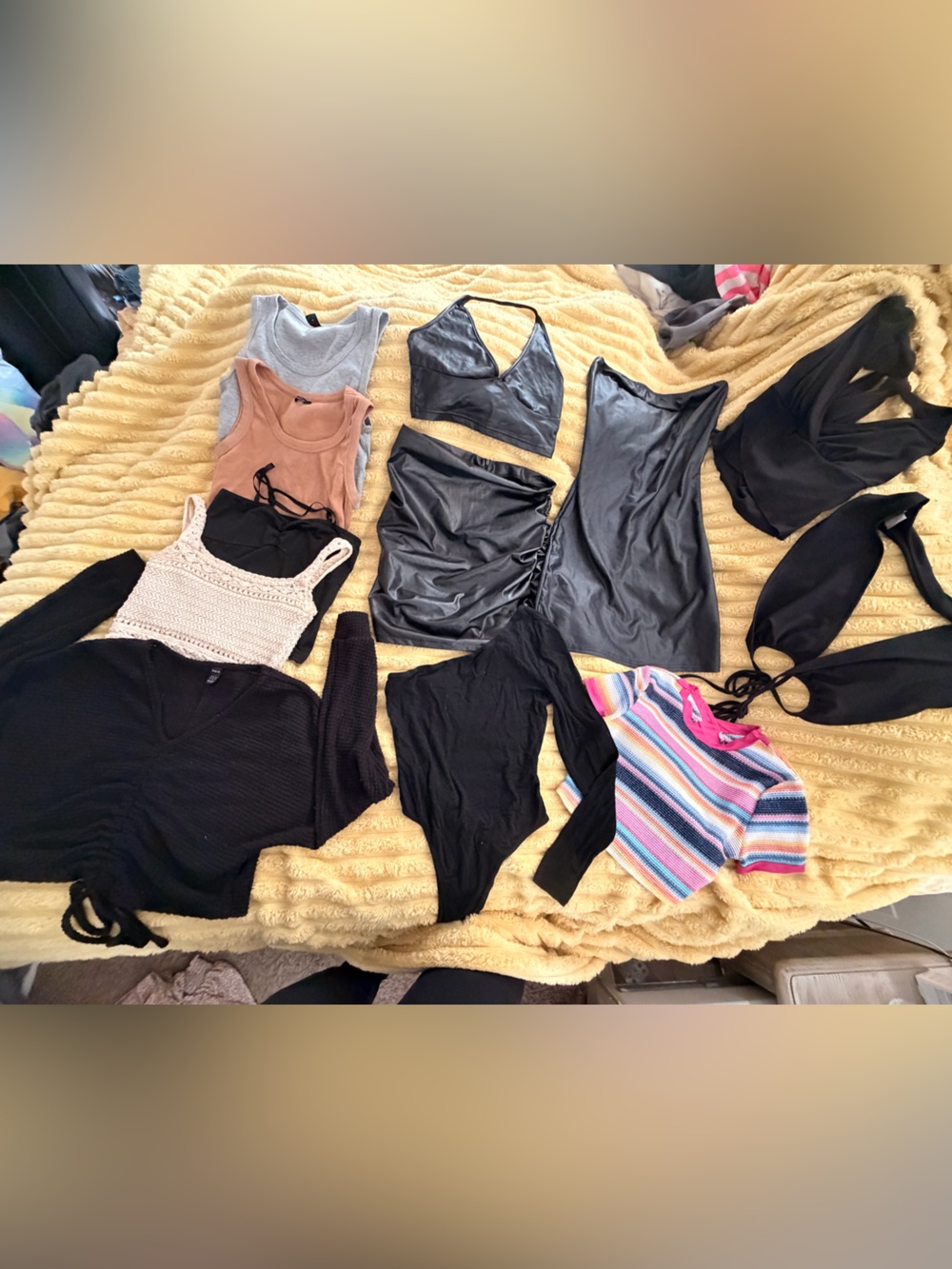 SHEIN Black Leather & Halter tank Tops Dress Skirt Mixed Lot Small, Medium